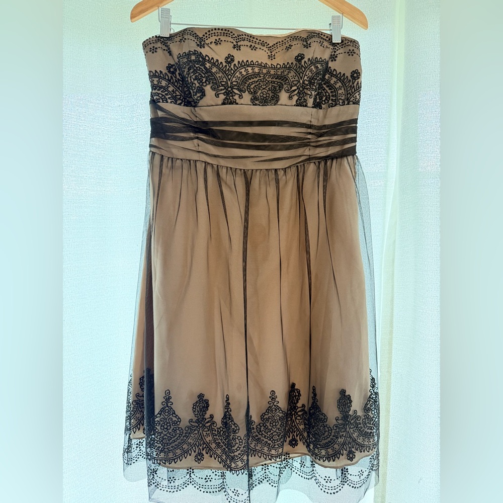 David's Bridal Strapless Tulle Dress with Caviar Beading